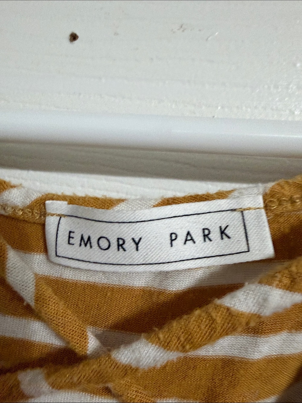 emory park Mustard & White Striped Crisscross V-Neck Tee - Picture 2 of 2